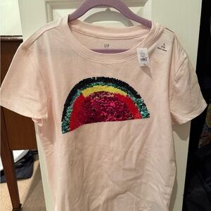 GAP Kids Light Pink Sequin Rainbow Tee